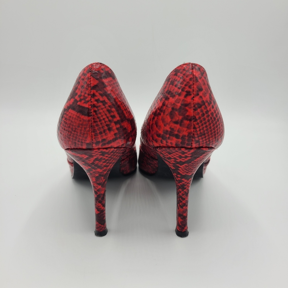 Rampage Maria Red Black Snakeskin Print Pointed Toe Heels Pumps 6.5 - Picture 8 of 13